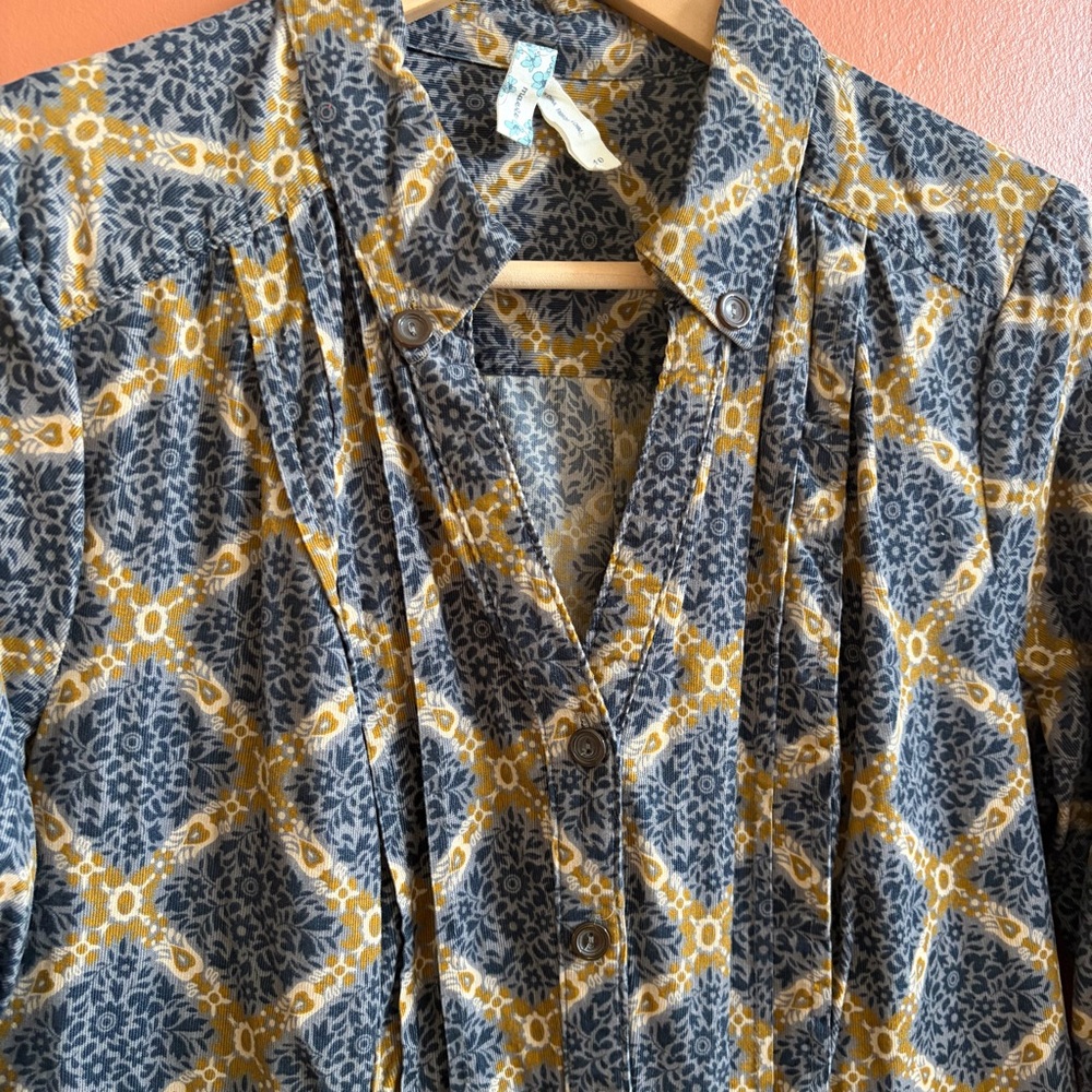 Maeve‎ Whitewick Manor Corduroy Shirt Dress Pintuck Medallion Tan Size 10 - Picture 6 of 9